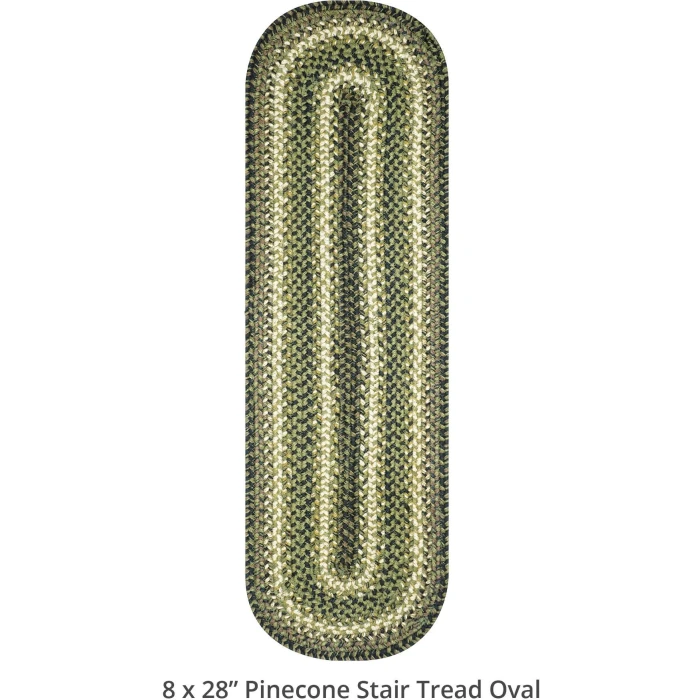 Homespice Decor Jute Braided Accessories Pinecone Green 240103PS 8 in. X 28 in. Set of 2 Oval Rug