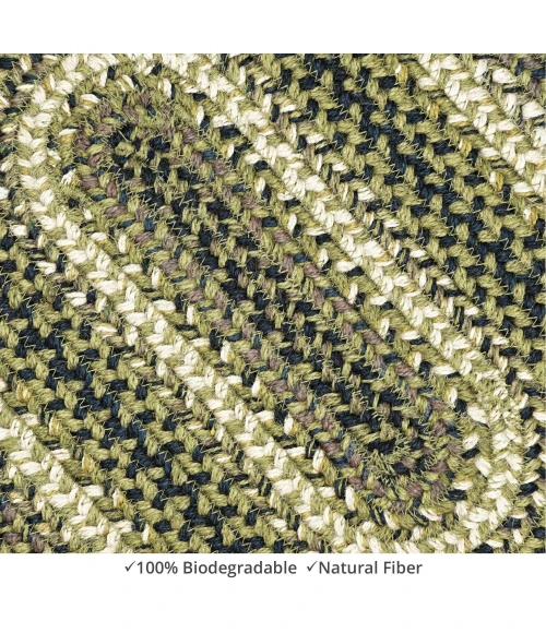 Homespice Decor Jute Braided Accessories Pinecone Green 240103PS 8 in. X 28 in. Set of 2 Oval Rug