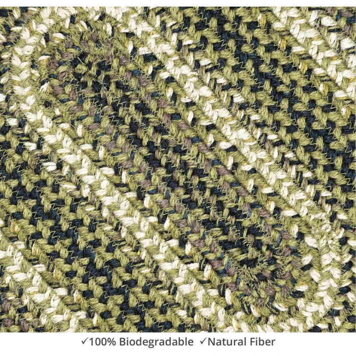 Homespice Decor Jute Braided Accessories Pinecone Green 240103PS 8 in. X 28 in. Set of 2 Oval Rug
