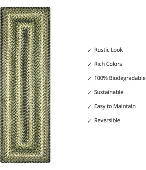Homespice Decor Jute Braided Accessories Pinecone Green 240119PS 8 in. X 28 in. Set of 2 Rect Rug