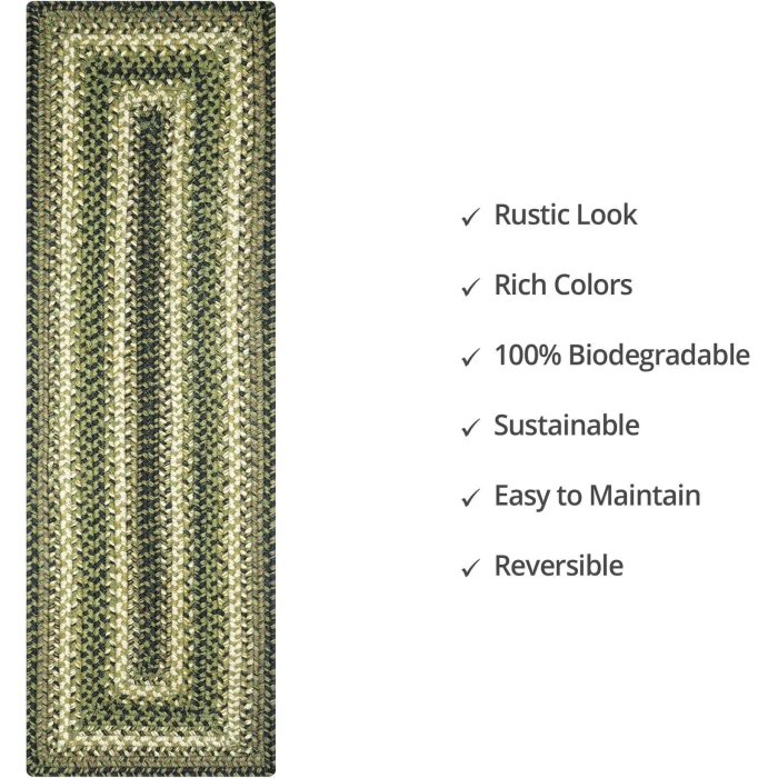 Homespice Decor Jute Braided Accessories Pinecone Green 240119PS 8 in. X 28 in. Set of 2 Rect Rug