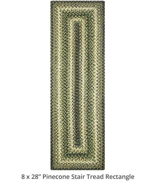 Homespice Decor Jute Braided Accessories Pinecone Green 240119PS 8 in. X 28 in. Set of 2 Rect Rug