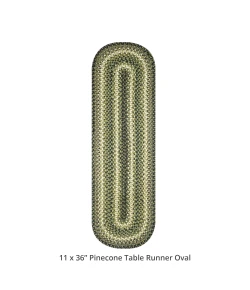 Homespice Decor Jute Braided Accessories Pinecone Green 571748 11 in. X 36 in. Oval Rug