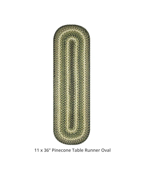 Homespice Decor Jute Braided Accessories Pinecone Green 571748 11 in. X 36 in. Oval Rug