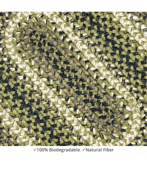 Homespice Decor Jute Braided Accessories Pinecone Green 571748 11 in. X 36 in. Oval Rug