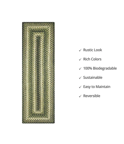Homespice Decor Jute Braided Accessories Pinecone Green 572745 11 in. X 36 in. Rect Rug