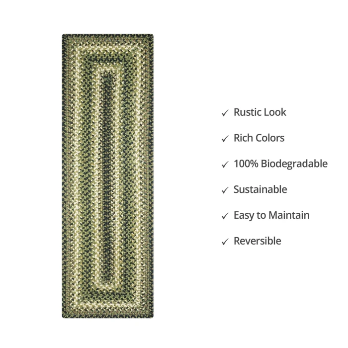 Homespice Decor Jute Braided Accessories Pinecone Green 572745 11 in. X 36 in. Rect Rug