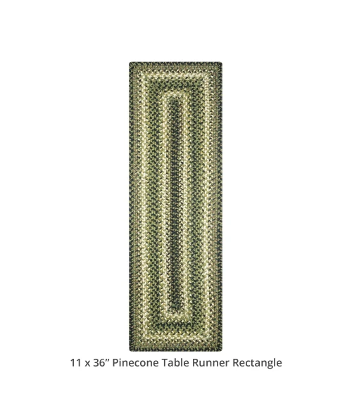 Homespice Decor Jute Braided Accessories Pinecone Green 572745 11 in. X 36 in. Rect Rug