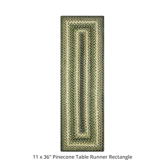 Homespice Decor Jute Braided Accessories Pinecone Green 572745 11 in. X 36 in. Rect Rug