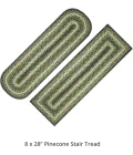 Homespice Decor Jute Braided Accessories Pinecone Green 240103PS 8 in. X 28 in. Set of 2 Oval Rug