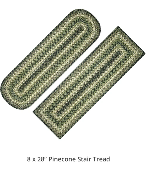 Homespice Decor Jute Braided Accessories Pinecone Green 240103PS 8 in. X 28 in. Set of 2 Oval Rug