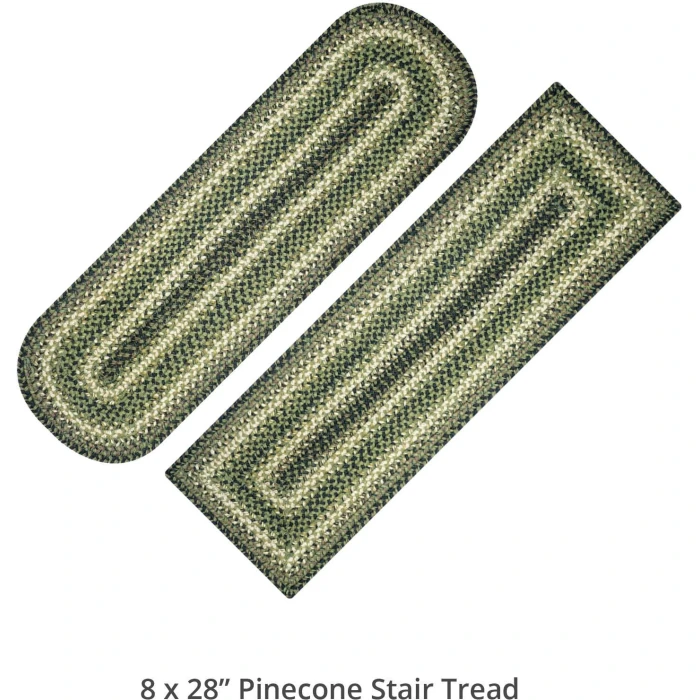Homespice Decor Jute Braided Accessories Pinecone Green 240103PS 8 in. X 28 in. Set of 2 Oval Rug