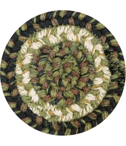 Homespice Decor Jute Braided Accessories Pinecone Green 240011PS 4 in. Set of 6 Round Rug