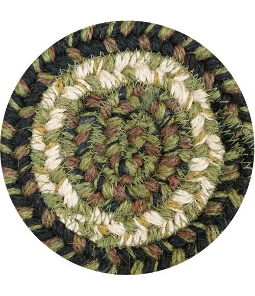 Homespice Decor Jute Braided Accessories Pinecone Green 240011PS 4 in. Set of 6 Round Rug