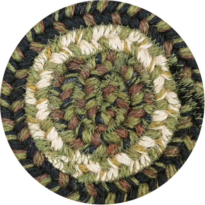 Homespice Decor Jute Braided Accessories Pinecone Green 240011PS 4 in. Set of 6 Round Rug