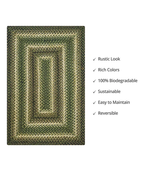 Homespice Decor Jute Braided Pinecone Green 514745 5 ft. X 8 ft. Rect Rug