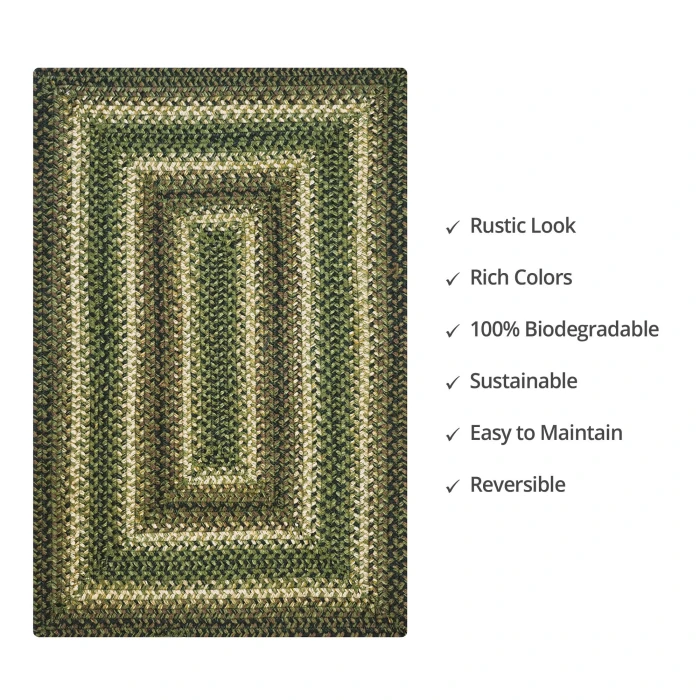 Homespice Decor Jute Braided Pinecone Green 515742 6 ft. X 9 ft. Rect Rug