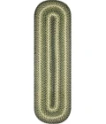Homespice Decor Jute Braided Accessories Pinecone Green 240103PS 8 in. X 28 in. Set of 2 Oval Rug