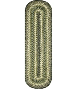 Homespice Decor Jute Braided Accessories Pinecone Green 240103PS 8 in. X 28 in. Set of 2 Oval Rug