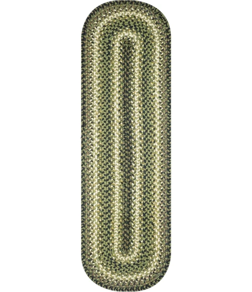 Homespice Decor Jute Braided Accessories Pinecone Green 240103PS 8 in. X 28 in. Set of 2 Oval Rug