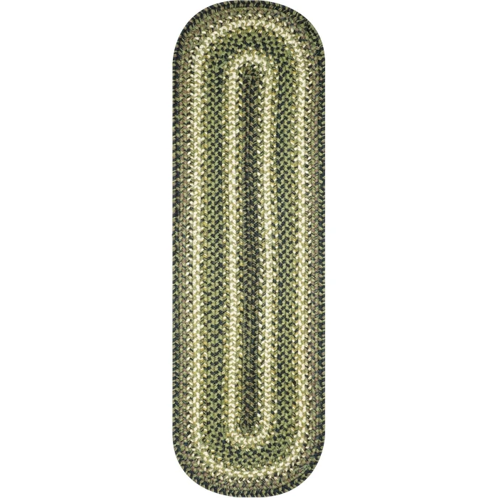 Homespice Decor Jute Braided Accessories Pinecone Green 240103PS 8 in. X 28 in. Set of 2 Oval Rug