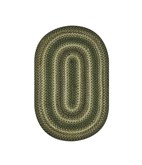 Homespice Decor Jute Braided Pinecone Green 502742 27 in. X 45 in. Oval Rug