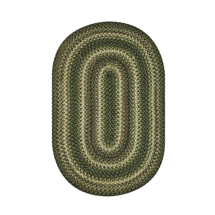 Homespice Decor Jute Braided Pinecone Green 501745 20 in. X 30 in. Oval Rug