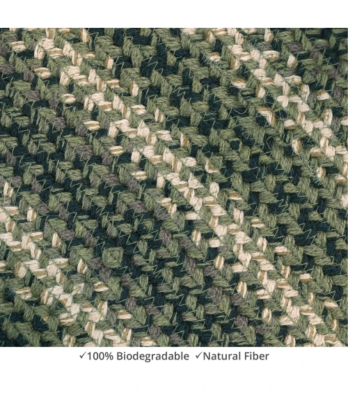 Homespice Decor Jute Braided Pinecone Green 502742 27 in. X 45 in. Oval Rug