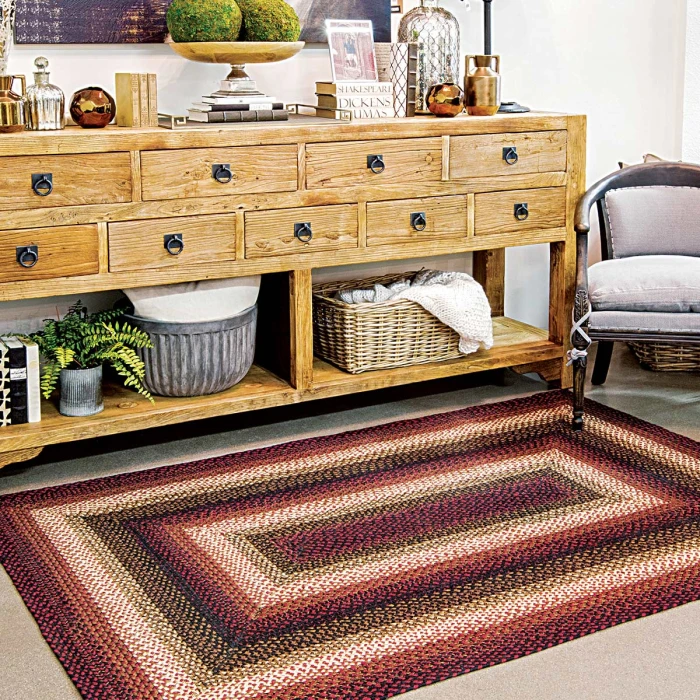 Homespice Decor Jute Braided Prescott Black 502568 27 in. X 45 in. Oval Rug