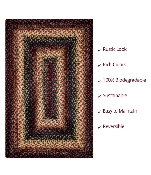 Homespice Decor Jute Braided Prescott Black 511560 20 in. X 30 in. Rect Rug