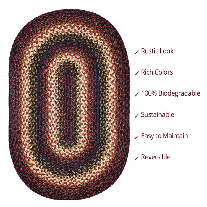 Homespice Decor Jute Braided Prescott Black 503565 4 ft. X 6 ft. Oval Rug