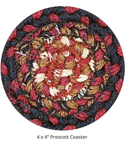 Homespice Decor Jute Braided Accessories Prescott Black 240007PS 4 in. Set of 6 Round Rug