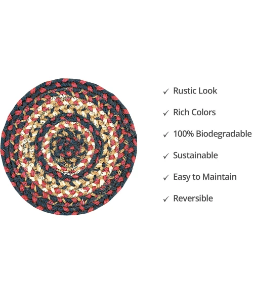 Homespice Decor Jute Braided Accessories Prescott Black 240023PS 8 in. Set of 3 Round Rug