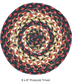 Homespice Decor Jute Braided Accessories Prescott Black 240023PS 8 in. Set of 3 Round Rug