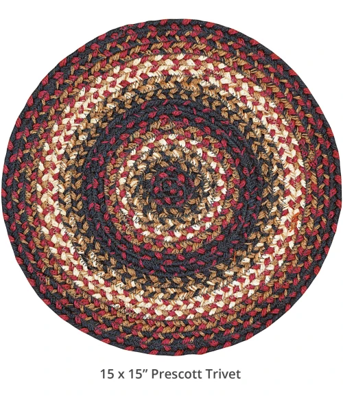 Homespice Decor Jute Braided Accessories Prescott Black 240041PS 15 in. Set of 2 Round Rug