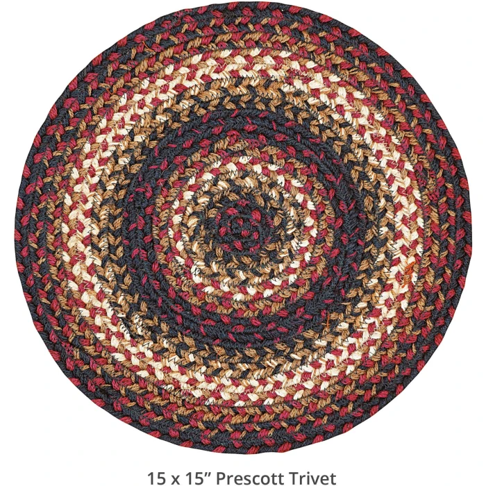Homespice Decor Jute Braided Accessories Prescott Black 240041PS 15 in. Set of 2 Round Rug