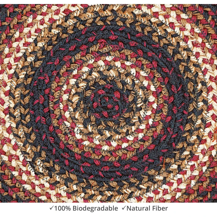 Homespice Decor Jute Braided Accessories Prescott Black 240041PS 15 in. Set of 2 Round Rug