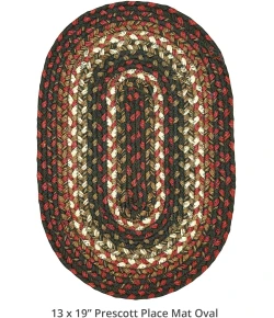 Homespice Decor Jute Braided Accessories Prescott Black 240055PS 13 in. X 19 in. Set of 4 Oval Rug