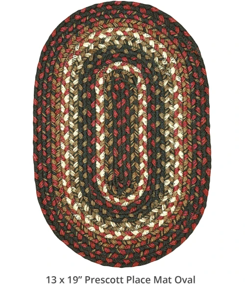 Homespice Decor Jute Braided Accessories Prescott Black 240055PS 13 in. X 19 in. Set of 4 Oval Rug