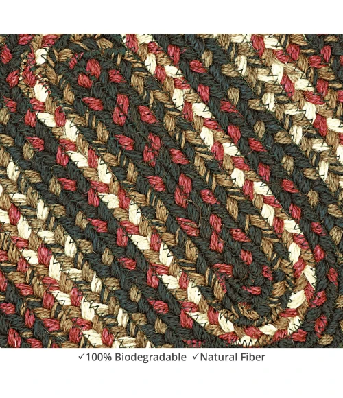 Homespice Decor Jute Braided Accessories Prescott Black 240055PS 13 in. X 19 in. Set of 4 Oval Rug