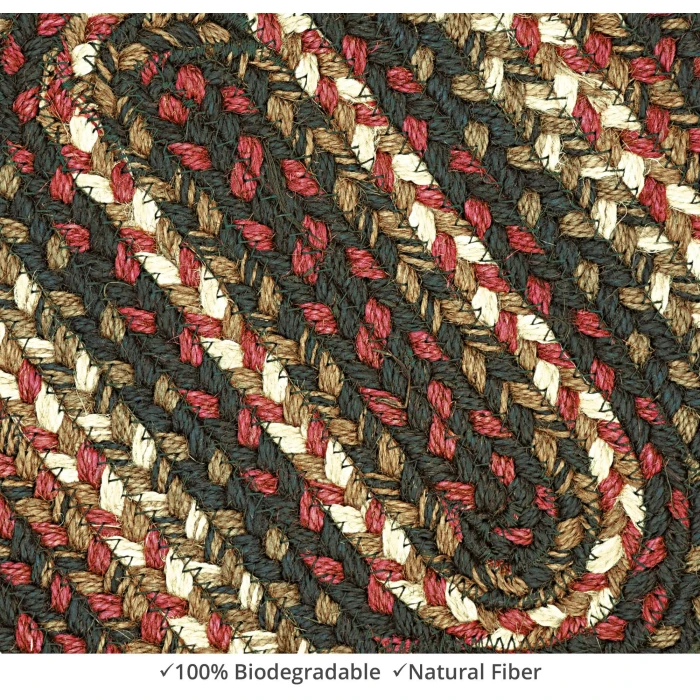 Homespice Decor Jute Braided Accessories Prescott Black 240055PS 13 in. X 19 in. Set of 4 Oval Rug