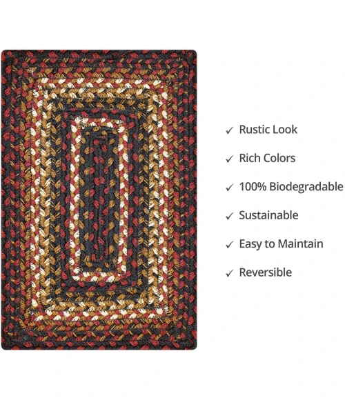 Homespice Decor Jute Braided Accessories Prescott Black 240071PS 13 in. X 19 in. Set of 4 Rect Rug