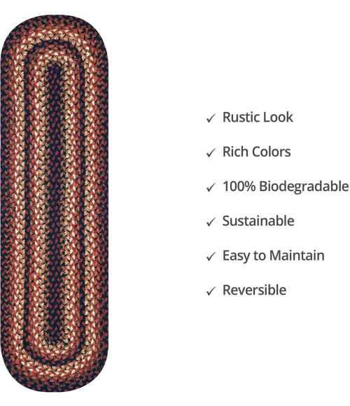 Homespice Decor Jute Braided Accessories Prescott Black 240099PS 8 in. X 28 in. Set of 2 Oval Rug