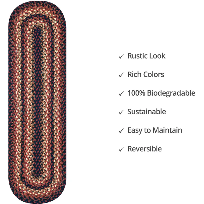 Homespice Decor Jute Braided Accessories Prescott Black 240099PS 8 in. X 28 in. Set of 2 Oval Rug