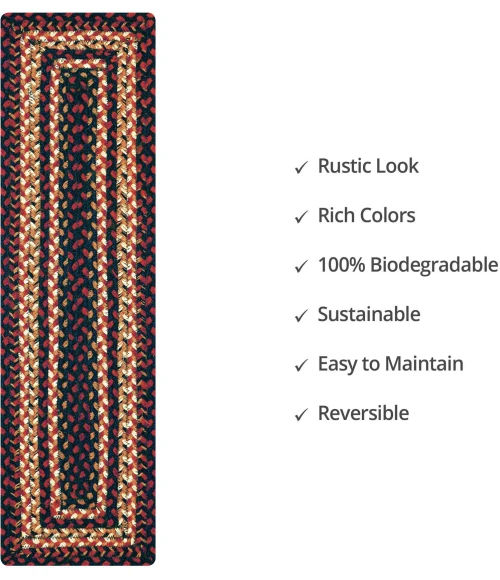 Homespice Decor Jute Braided Accessories Prescott Black 240115PS 8 in. X 28 in. Set of 2 Rect Rug