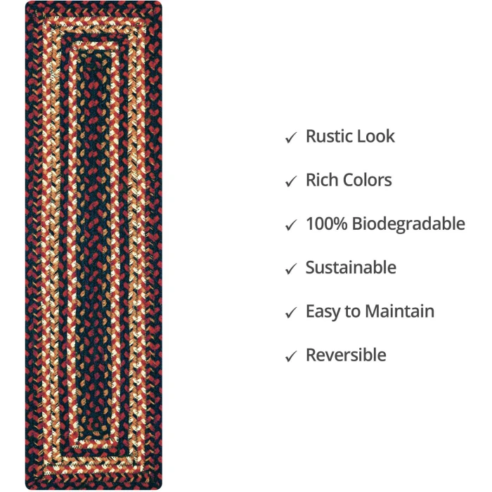 Homespice Decor Jute Braided Accessories Prescott Black 240147PS 8 in. X 28 in. Set of 13 Rect Rug