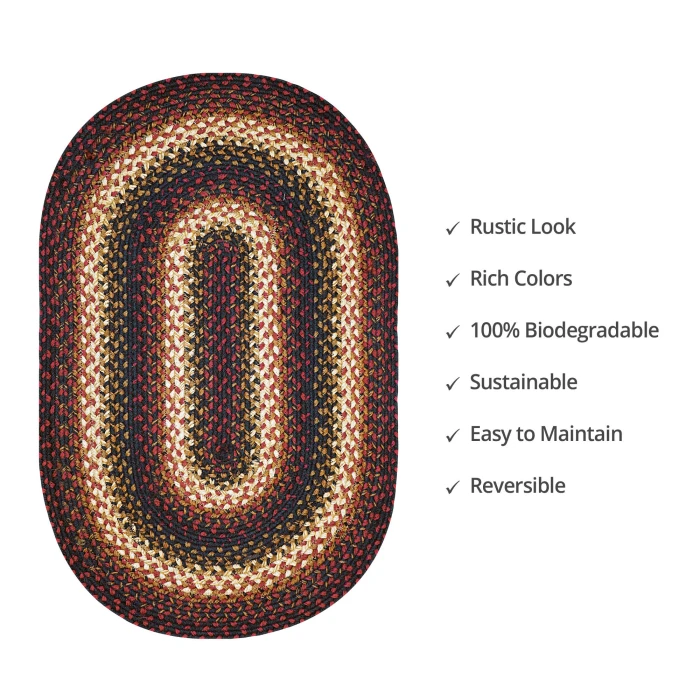 Homespice Decor Jute Braided Prescott Black 501561 20 in. X 30 in. Oval Rug