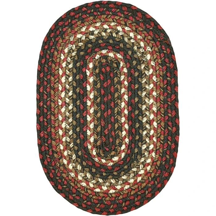 Homespice Decor Jute Braided Accessories Prescott Black 240055PS 13 in. X 19 in. Set of 4 Oval Rug