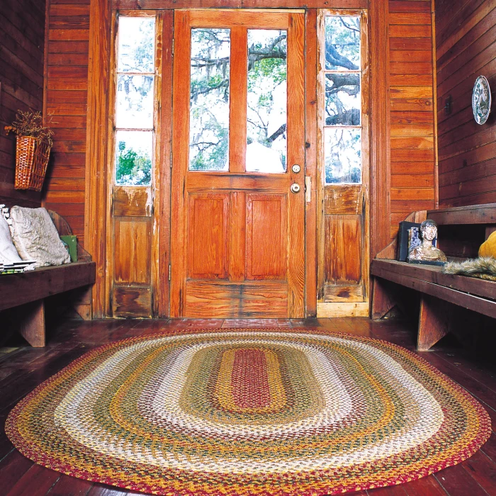 Homespice Decor Cotton Braided Pumpkin Pie Red 403162 4 ft. X 6 ft. Oval Rug