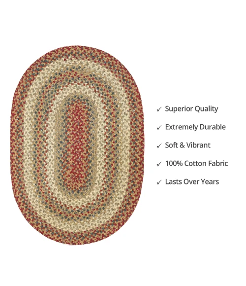 Homespice Decor Cotton Braided Pumpkin Pie Red 404169 5 ft. X 8 ft. Oval Rug